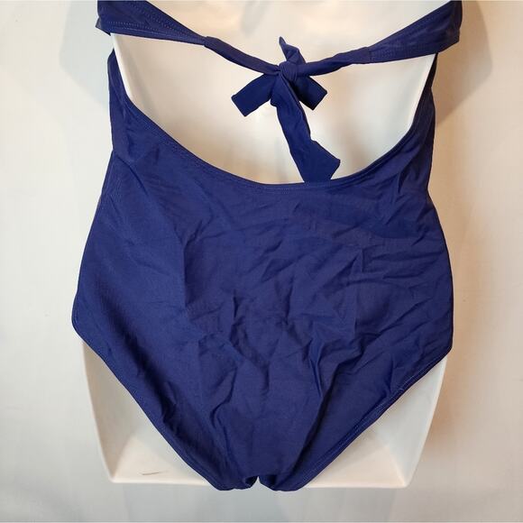 Tempt Me New Navy Blue One Piece Swimsuit Bathing Suit Halter Size L - Picture 4 of 13